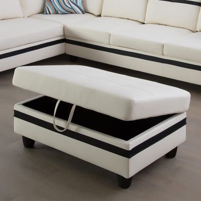 A Ainehome Sectional Sofa for Living Room, Ottoman, Modern Faux Leather Storage Ottoman for Living Room Furniture Sets, Apartment and Small Space(Size:35x23.5x17.5H, C-White)