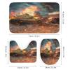 FBMLBRB Cool Fighter Airplane 4 Pieces Shower Curtain Set,Rustic Modern Tank Burning City Street Aircraft Non-Slip Rugs Toilet Lid Cover Bath Mat and Bathroom Curtain view 3