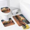 FBMLBRB Cool Fighter Airplane 4 Pieces Shower Curtain Set,Rustic Modern Tank Burning City Street Aircraft Non-Slip Rugs Toilet Lid Cover Bath Mat and Bathroom Curtain view 4