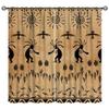 JanJCurt Southwestern Native Curtains, Navajo Ethnic Black Eagle Aztec Print Raven Bird Lizard Kokopelli with Flute Pattern Blackout Window Treatments for Living Room Bedroom, Brown Black 42x45 Inch view 1