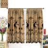 JanJCurt Southwestern Native Curtains, Navajo Ethnic Black Eagle Aztec Print Raven Bird Lizard Kokopelli with Flute Pattern Blackout Window Treatments for Living Room Bedroom, Brown Black 42x45 Inch view 3