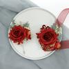 LIBERGA Set of 6 Red Wrist Corsage and Boutonniere Set for Bride Groom, Ribbon Wrist Flower for Wedding, Woman Hand Flower Men Boutonniere for Prom Party Decoration view 2