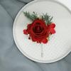 LIBERGA Set of 6 Red Wrist Corsage and Boutonniere Set for Bride Groom, Ribbon Wrist Flower for Wedding, Woman Hand Flower Men Boutonniere for Prom Party Decoration view 3