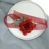 LIBERGA Set of 6 Red Wrist Corsage and Boutonniere Set for Bride Groom, Ribbon Wrist Flower for Wedding, Woman Hand Flower Men Boutonniere for Prom Party Decoration view 4