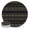 Christmas Coasters for Drinks Set of 4, Black Christmas White Snowflake Gold Stripe Ceramic Cup Mat, Absorbent Ceramic Stone Coasters with Cork Base for Coffee, Cups, Wooden Table, Home Decor 4 Inch view 1