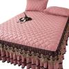 3-Pieces Bed Skirt Queen/Full/King Size Velvet Quilted Bedspread Set with 2 Pillow Shams 18Deep Dust Ruffle Drop 3-Side Dust Ruffle Drape Fitted Sheet for Bed Cover ( Color : #14 , Size : 180x220CM/7 view 1