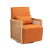 Opoiar Linen Accent Chair 360 Degree Swivel Barrel Club Chair, Leisure Arm Chair for Nursery, Hotel, Bedroom, Office, Lounge,Orange view 1