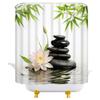 JEJOMEAG Zen Stones Shower Curtain Bamboo Leaves Lotus Flower Relaxing Meditation Japanese Garden Nature Scenery Fabric Bathroom Curtain with Hooks view 2