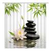 JEJOMEAG Zen Stones Shower Curtain Bamboo Leaves Lotus Flower Relaxing Meditation Japanese Garden Nature Scenery Fabric Bathroom Curtain with Hooks view 3