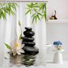 JEJOMEAG Zen Stones Shower Curtain Bamboo Leaves Lotus Flower Relaxing Meditation Japanese Garden Nature Scenery Fabric Bathroom Curtain with Hooks view 4