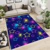 Neon Stars Kids Rug, Blue Background Non Slip Easy Care Decorative Rugs, Breathable Durable Carpet for Indoor Bedroom Living Room Sofa Office Floor Rug - 4 ft x 6 ft view 1