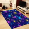 Neon Stars Kids Rug, Blue Background Non Slip Easy Care Decorative Rugs, Breathable Durable Carpet for Indoor Bedroom Living Room Sofa Office Floor Rug - 4 ft x 6 ft view 3