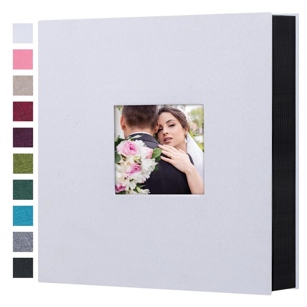 Mublalbum Photo Album 4x6 1000 Photos Linen Cover Large Picture Book Holds Horizontal and Vertical Pockets for Wedding Family Anniversary and Baby (White)