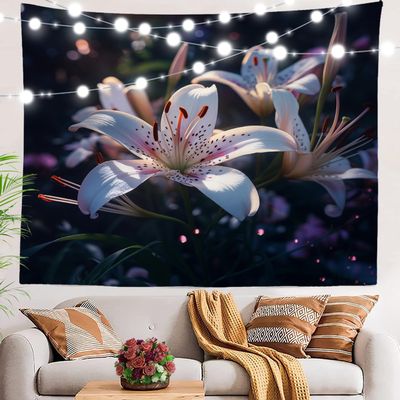 BaoNews Lily Garden Tapestry,Beautiful Woman Grey Rose Light Pink Inspirational Large Wall Hanging Polyester Tablecloths Tapestry Bedroom Room Living Room Dorm 39.4 x 59.1 Inches