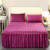 3-Pieces Bed Skirt Queen/Full/King Size Velvet Quilted Bedspread Set with 2 Pillow Shams 18Deep Dust Ruffle Drop 3-Side Dust Ruffle Drape Fitted Sheet for Bed Cover ( Color : #4 , Size : 200x220CM/79 view 2