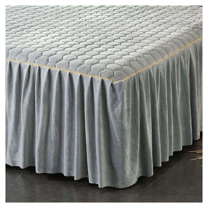3-Pieces Bed Skirt Queen/Full/King Size Velvet Quilted Bedspread Set with 2 Pillow Shams 18Deep Dust Ruffle Drop 3-Side Dust Ruffle Drape Fitted Sheet for Bed Cover ( Color : #3 , Size : 200x220CM/79