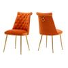 Clihome Velvet Dining Chairs Set of 2Orange Upholstered High Back Chairs for BedroomsLiving Room, Dining Room, KitchenModern Metal Chairs with Gold Handle and Gold Legs view 1