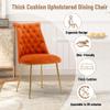 Clihome Velvet Dining Chairs Set of 2Orange Upholstered High Back Chairs for BedroomsLiving Room, Dining Room, KitchenModern Metal Chairs with Gold Handle and Gold Legs view 4