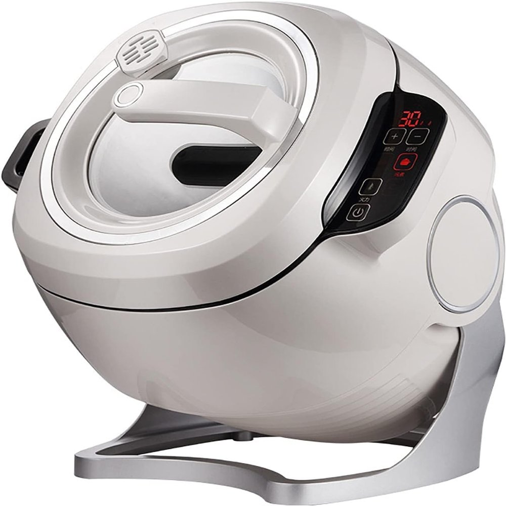 Intelligent Automatic Cooking Machine, 6L Intelligent Automatic Cooking Machine with 360 Rotating and 3D All-Round Heating, Adjustment 3 Gears Firepower and Pot Body, for Home Restaurant