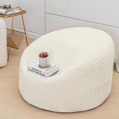 Bean Bag Chairs Cover No Filler Soft Washable Plush Fiber Adult Beanbag Chair Fuzzy Fur Cover Without Filling Cream Bean Bag Cover