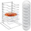 Zhehao Pizza Rack 8 Tiered Stand 16.7'' H x 12'' L x 12'' W and 8 Pcs Pans with Holes, Aluminum Baking Set for Easy Storage and Baking Multiple Pizzas view 1