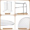 Zhehao Pizza Rack 8 Tiered Stand 16.7'' H x 12'' L x 12'' W and 8 Pcs Pans with Holes, Aluminum Baking Set for Easy Storage and Baking Multiple Pizzas view 3