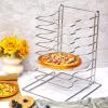 Zhehao Pizza Rack 8 Tiered Stand 16.7'' H x 12'' L x 12'' W and 8 Pcs Pans with Holes, Aluminum Baking Set for Easy Storage and Baking Multiple Pizzas view 4