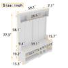 59" Wide Hall Tree with Metal Hooks and Storage Space, Modern Hallway Hall Tree with Shoe Cubbies, Multi-Functional Entryway Coat Rack for Hallway Living Room Bedroom (White, Shoe Cubbies, 24) view 3