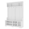 59" Wide Hall Tree with Metal Hooks and Storage Space, Modern Hallway Hall Tree with Shoe Cubbies, Multi-Functional Entryway Coat Rack for Hallway Living Room Bedroom (White, Shoe Cubbies, 24) view 4