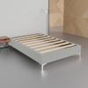 Greaton, 15-Inch Premium Vinyl Material Wood Box Spring/Bed Frame, Durable, Stylish, Multi Colour Options and Comfortable Foundation with Silver Metal Legs, Twin XL, Light Gray view 2