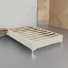 Greaton, 15-Inch Premium Vinyl Material Wood Box Spring/Bed Frame, Durable, Stylish, Multi Colour Options and Comfortable Foundation with Silver Metal Legs, California King, Beige view 2