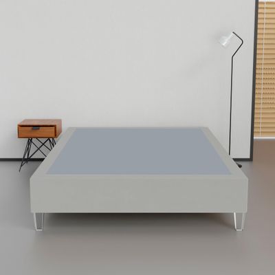 Greaton, 15-Inch Premium Vinyl Material Wood Box Spring/Bed Frame, Durable, Stylish, Multi Colour Options and Comfortable Foundation with Acrylic Legs, Twin, Light Gray