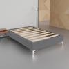 Greaton, 15-Inch Premium Vinyl Material Wood Box Spring/Bed Frame, Durable, Stylish, Multi Colour Options and Comfortable Foundation with Silver Metal Legs, Queen, Dark Grey view 2