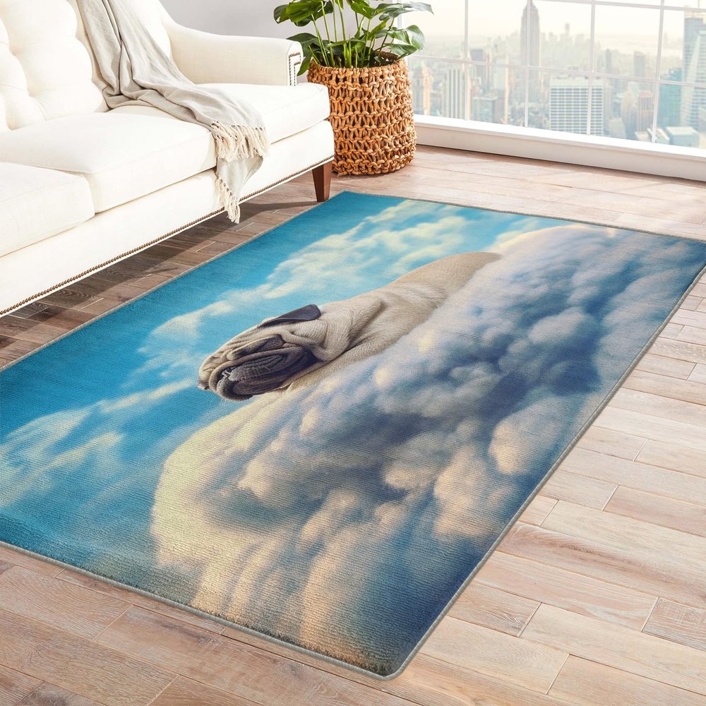 Pug Rug 2x3 ft, Dog Area Rug, Puppy Rugs for Entryway Living Room Bedroom, Funny Carpet, Kids Room Decor for Boys Girls, Washable Non Slip Soft Low Pile Indoor Door Mat