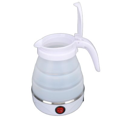 Collapsible Water Kettle, 304 Stainless Steel Heat Dissipation White Portable Fast Boiling Collapsible Water Kettle for Camping Hotel (US Plug 110V)