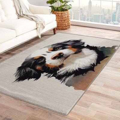 Bernese Mountain Dog Rug 2x3 ft, Puppy Area Rug, Dog Lover Rugs for Entryway Living Room Bedroom, Pet Carpet, Kids Room Decor for Boys Girls, Washable Non Slip Soft Low Pile Indoor Door Mat