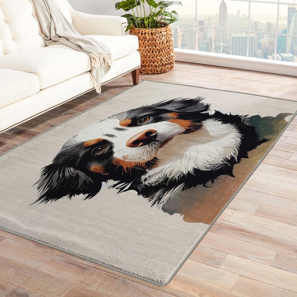 Bernese Mountain Dog Rug 2x3 ft, Puppy Area Rug, Dog Lover Rugs for Entryway Living Room Bedroom, Pet Carpet, Kids Room Decor for Boys Girls, Washable Non Slip Soft Low Pile Indoor Door Mat