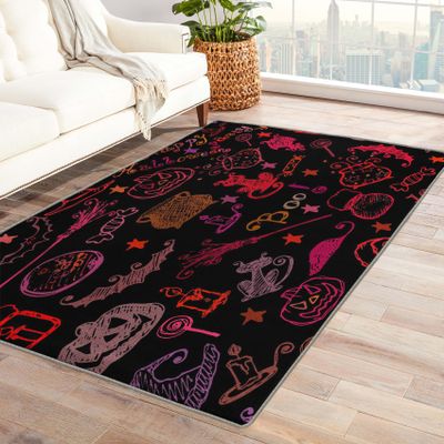 Witchy Rug 2x3 ft, Witchcraft Area Rug, Witch Rugs for Entryway Living Room Bedroom, Halloween Carpet, Kids Room Decor for Boys Girls, Washable Non Slip Soft Low Pile Indoor Door Mat