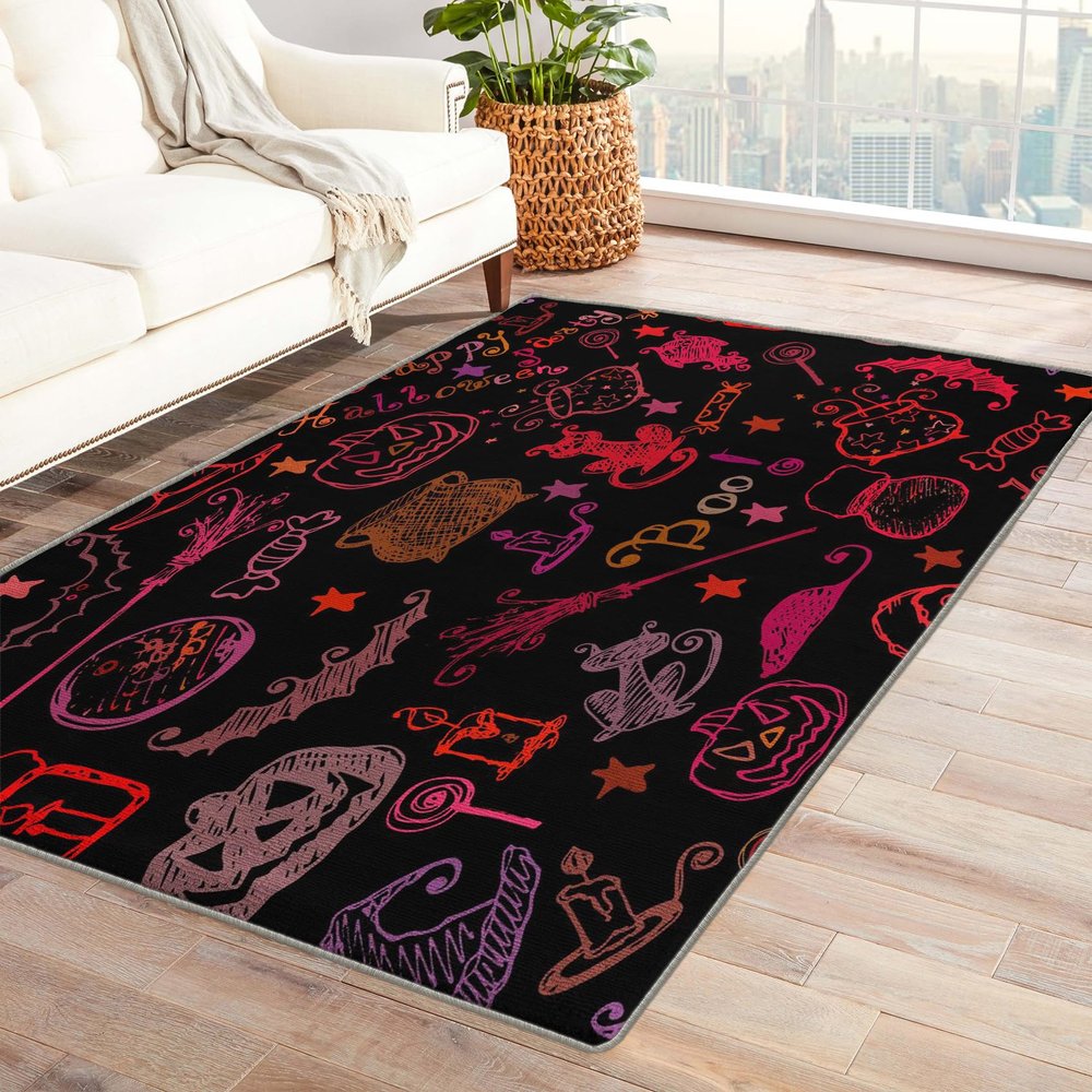 Witchy Rug 2x3 ft, Witchcraft Area Rug, Witch Rugs for Entryway Living Room Bedroom, Halloween Carpet, Kids Room Decor for Boys Girls, Washable Non Slip Soft Low Pile Indoor Door Mat