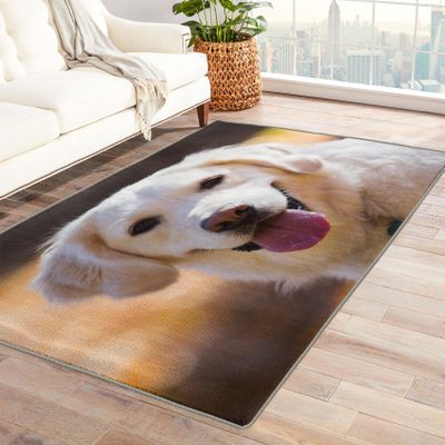 Labrador Rug 4x6 ft, Dog Lover Area Rug, Puppy Rugs for Living Room Bedroom, Pet Carpet, Kids Room Decor for Boys Girls, Washable Non Slip Soft Low Pile Indoor Area Rugs