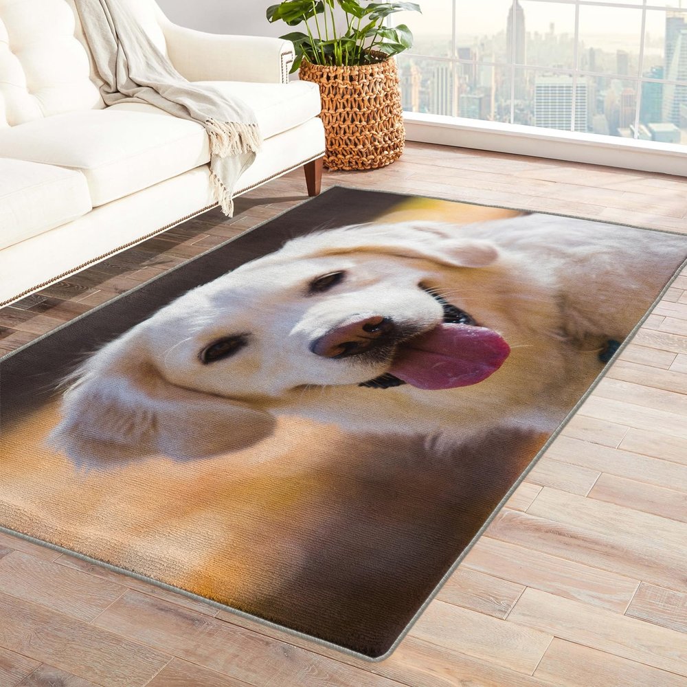 Labrador Rug 4x6 ft, Dog Lover Area Rug, Puppy Rugs for Living Room Bedroom, Pet Carpet, Kids Room Decor for Boys Girls, Washable Non Slip Soft Low Pile Indoor Area Rugs
