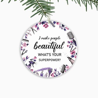 Barber Christmas Ornaments for Hairstylist Hairdresser,Xmas Tree Hanging Ornaments Ceramic Keepsake
