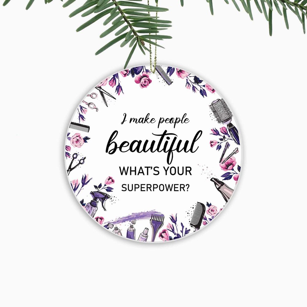 Barber Christmas Ornaments for Hairstylist Hairdresser,Xmas Tree Hanging Ornaments Ceramic Keepsake