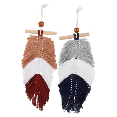 Didiseaon Boho Leaf Macrame Tapestry Woven Leaf Wall Hanging Cotton Rope Yarn Wall Decor for Home