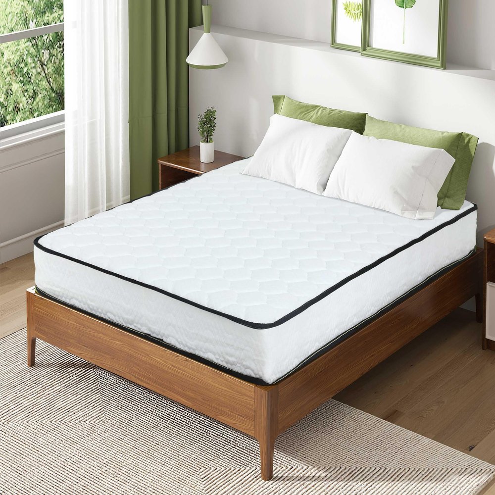 YIQIEDEY 8 Inch Innerspring Mattress in a Box,Queen Size Mattress with Removable Cover,Queen Spring Mattress for Comfortable Sleep and Pressure Relief,Medium Firm Mattresses CertiPUR-US Certified