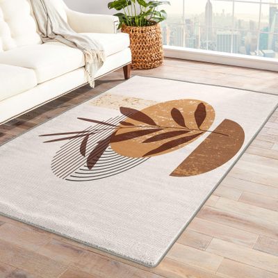 Boho Rug 2x3 ft, Abstract Area Rug, Beige Rugs for Entryway Living Room Bedroom, Modern Carpet, Kids Room Decor for Boys Girls, Washable Non Slip Soft Low Pile Indoor Door Mat