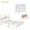 Aiuyesuo 3-Pieces Bedroom Sets, Queen Size Wood Platform Bed and 2 Nightstands, Retro Style Platform Bed with Wooden Slat Support and Headboard,No Box Spring Needed, Easy Assembly (White-D13M) view 2