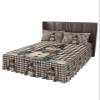 Buffalo Plaid Snowman Wrap Around Pleated Bed Skirts for Queen Bed 60x80, Decorative Dust Ruffle Bed Sheet & Bedskirt 18'' Drop Bedspread with Pillow Case 20x30 Christmas Snowflake Grey Lattice view 1