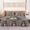 Buffalo Plaid Snowman Wrap Around Pleated Bed Skirts for Queen Bed 60x80, Decorative Dust Ruffle Bed Sheet & Bedskirt 18'' Drop Bedspread with Pillow Case 20x30 Christmas Snowflake Grey Lattice view 2