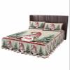 Christmas Southwest Wrap Around Pleated Bed Skirts for Cal.King Bed 72x84, Decorative Dust Ruffle Bed Sheet & Bedskirt 18'' Drop Bedspread with Pillow Case 20x36 Luxury Gnomes Pine Tree view 1